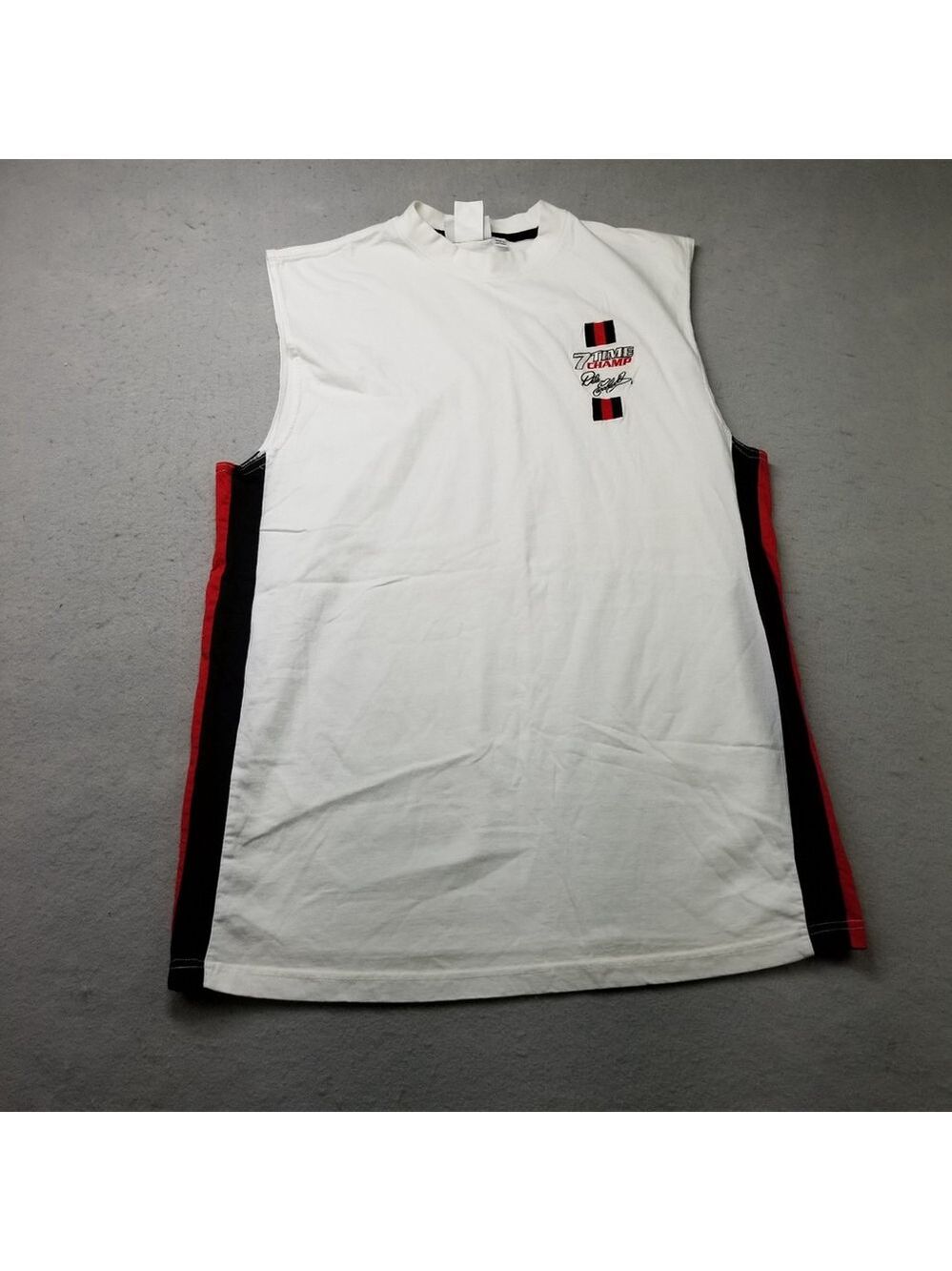 Vintage Dale Earnhardt T-Shirt Men Size L White Sleeveless 7 Time Champ NASCAR